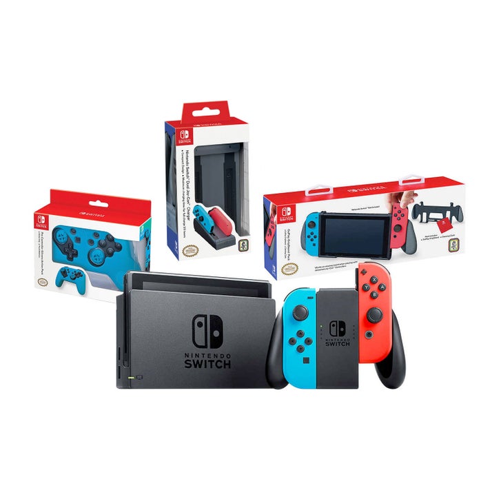 Nintendo Switch Bundle with Go Play GripStand, Pro Controller