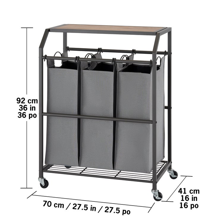TRINITY 3-bag Laundry Cart with Flip-up Top | Costco