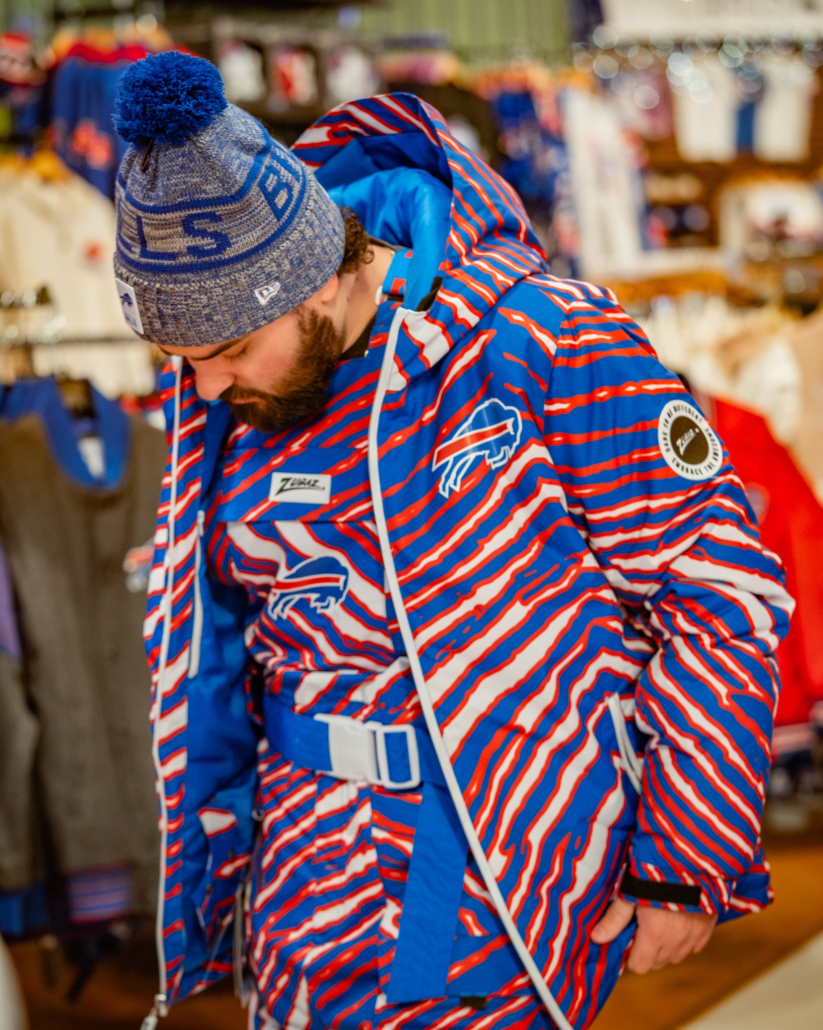 Zubaz Bills Zebra Royal Bleacher Blazer Snow Jacket | The BFLO Store