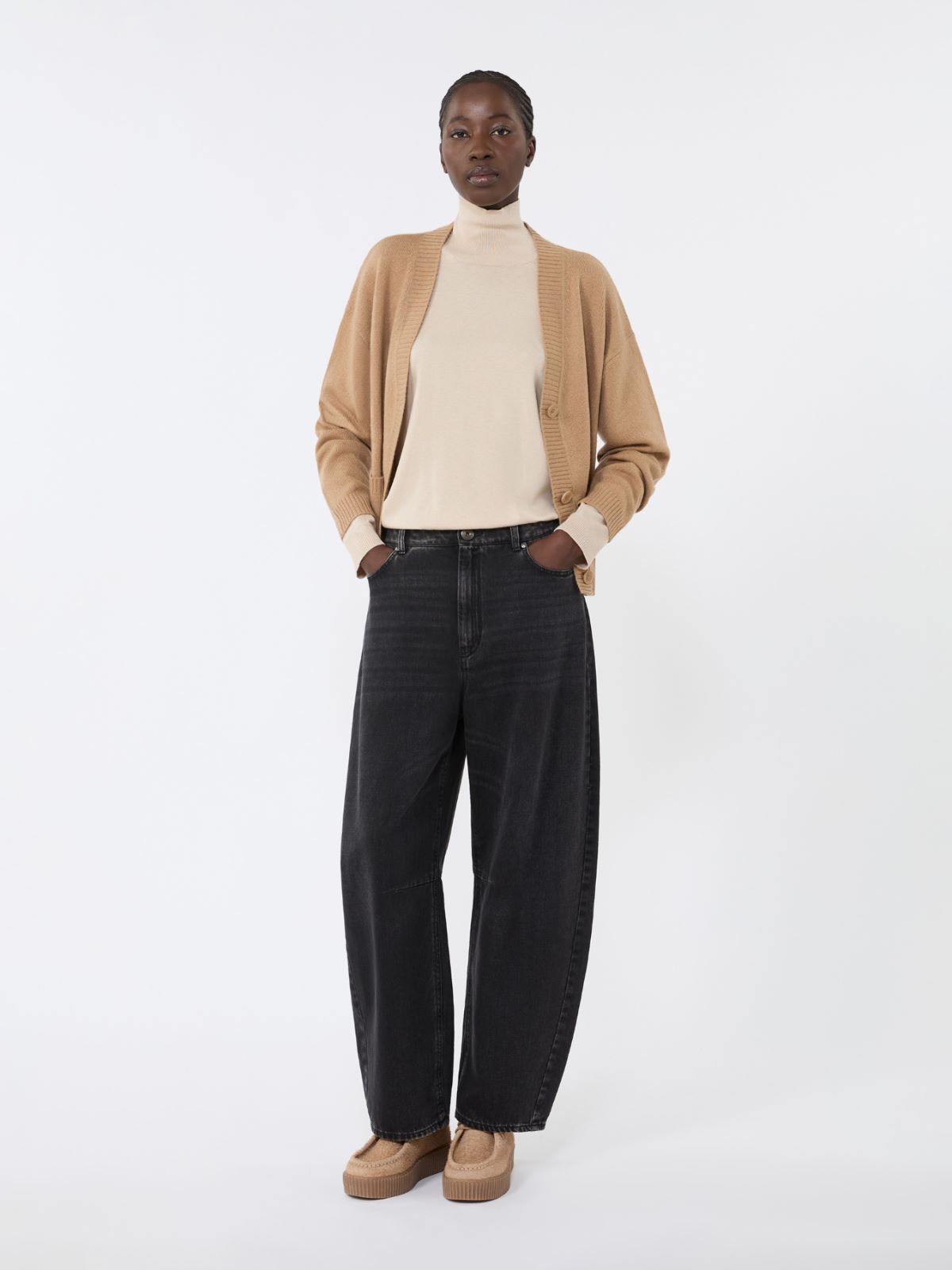 Wool and silk knit turtleneck, beige | Max Mara