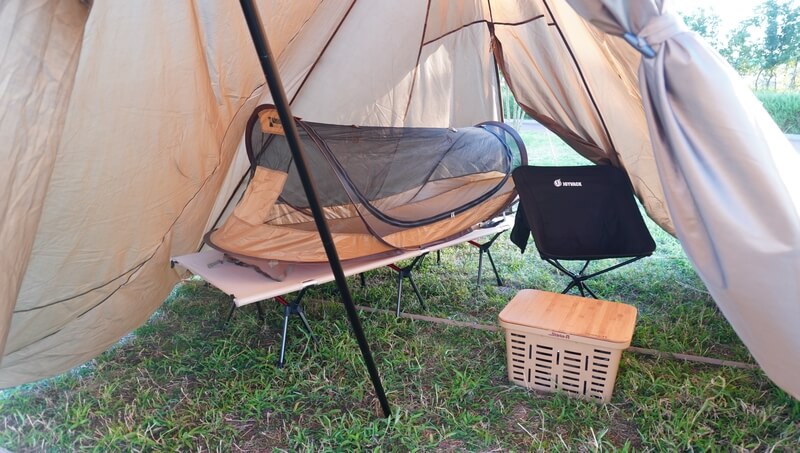 一瞬で設営できるインナー「ポップアップメッシュシェルター」を