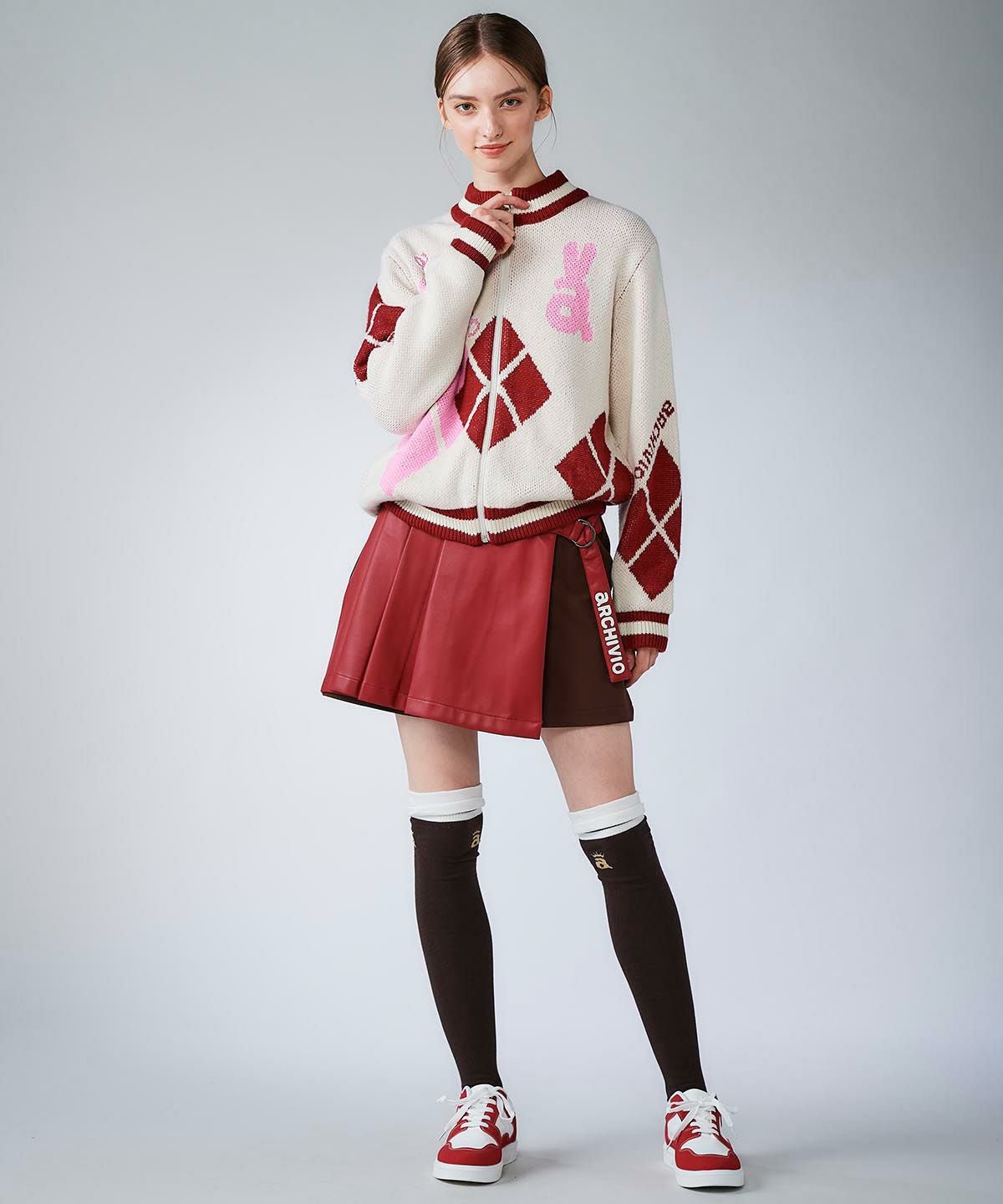 アーガイル柄ニットブルゾン|アルチビオ - ゴルフウェアや婦人服通販