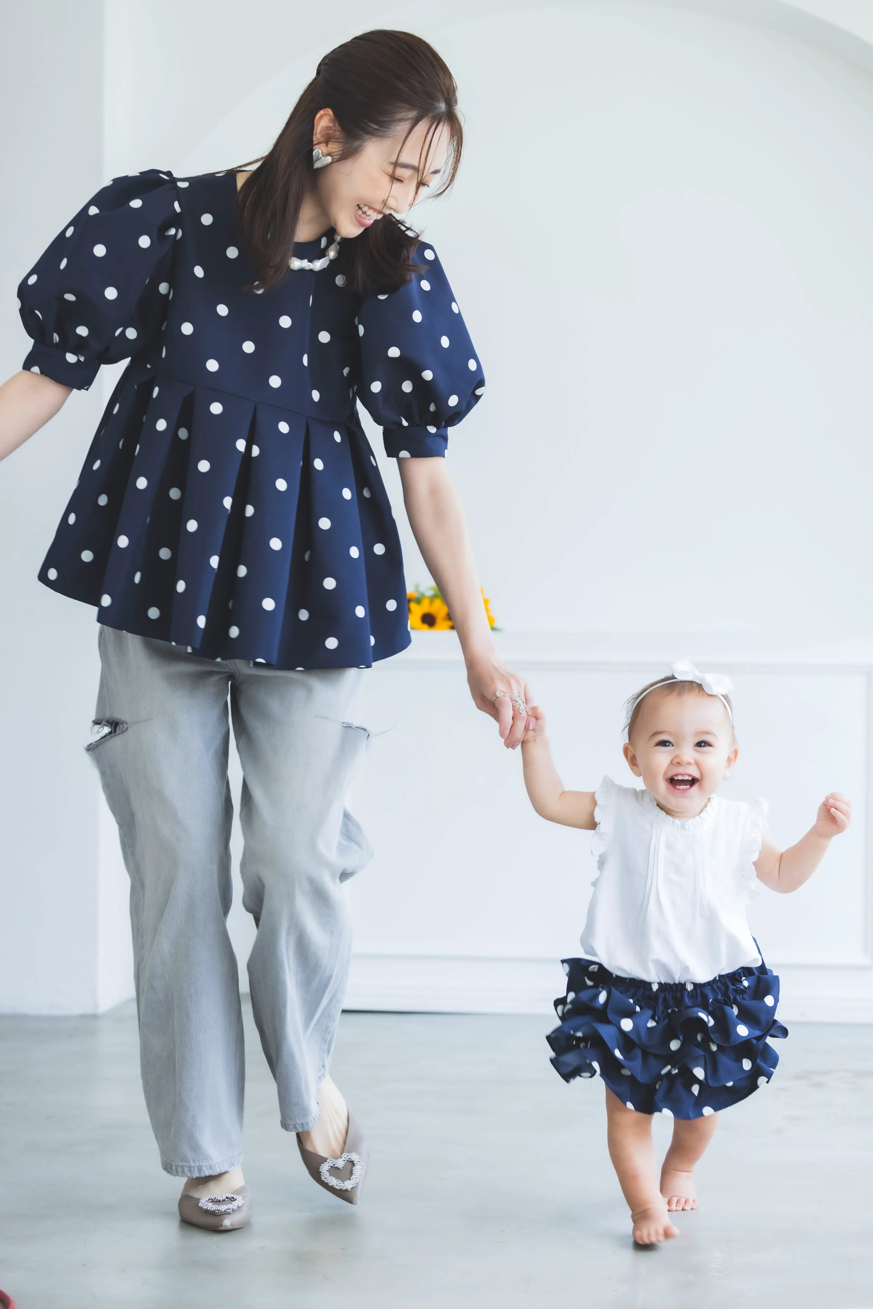 ぽわん袖トップス（ドット）【お上品な授乳服のお店bitnabi】