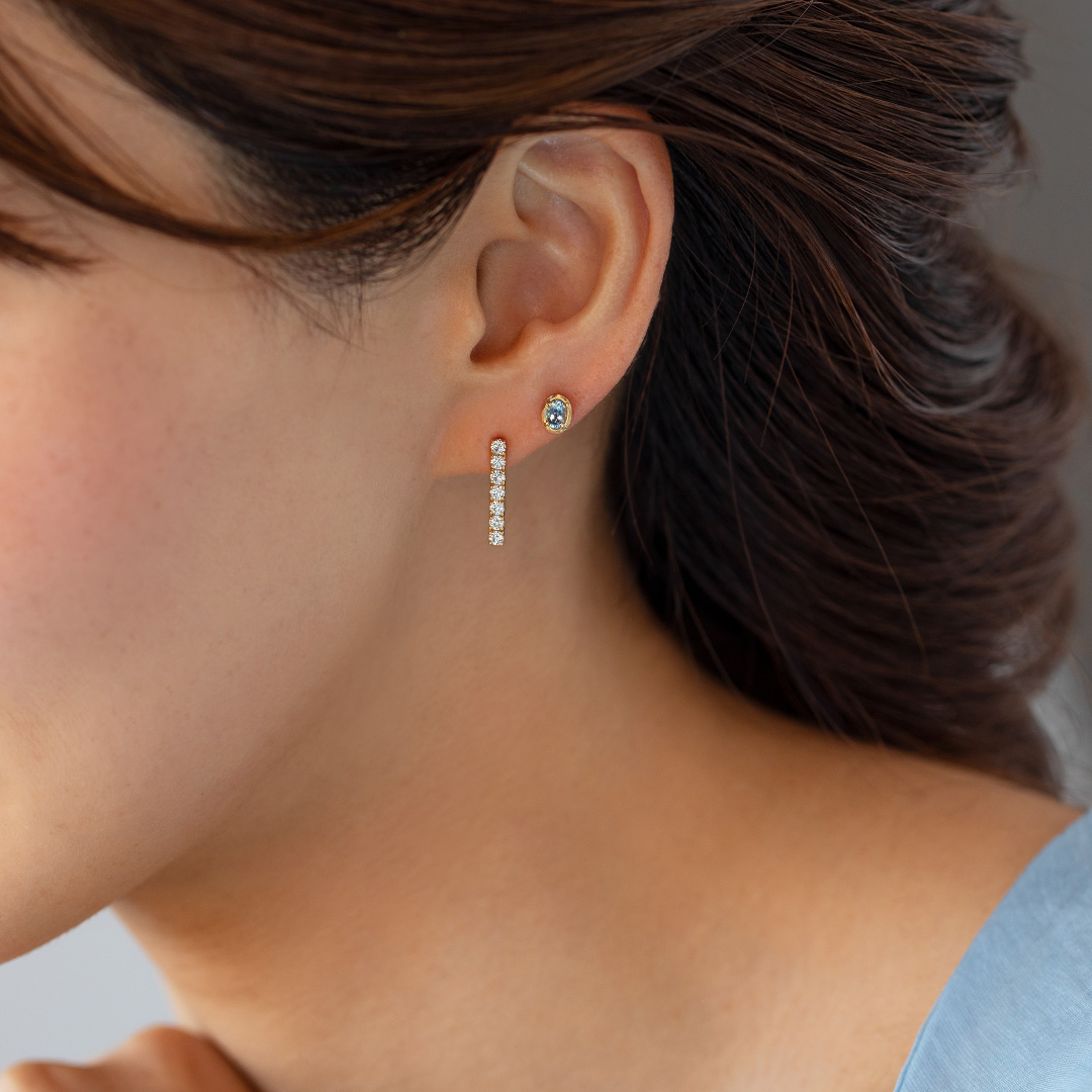 ビズー公式】アクアマリン K18/PTピアス(片耳)・セルマン| 希少石