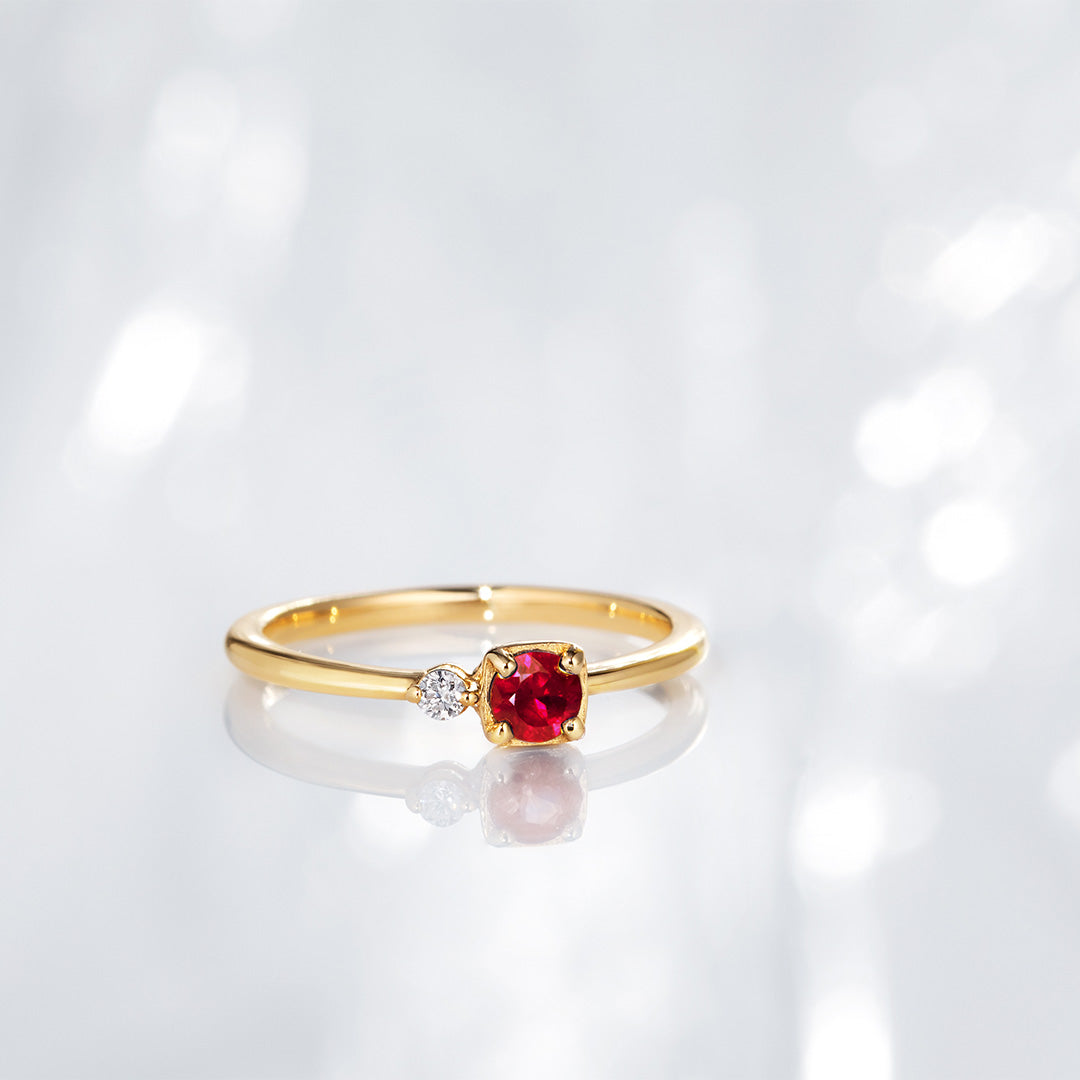 ルビー×ダイヤモンド×K10/K18/PTピンキーリング・リゼッテ