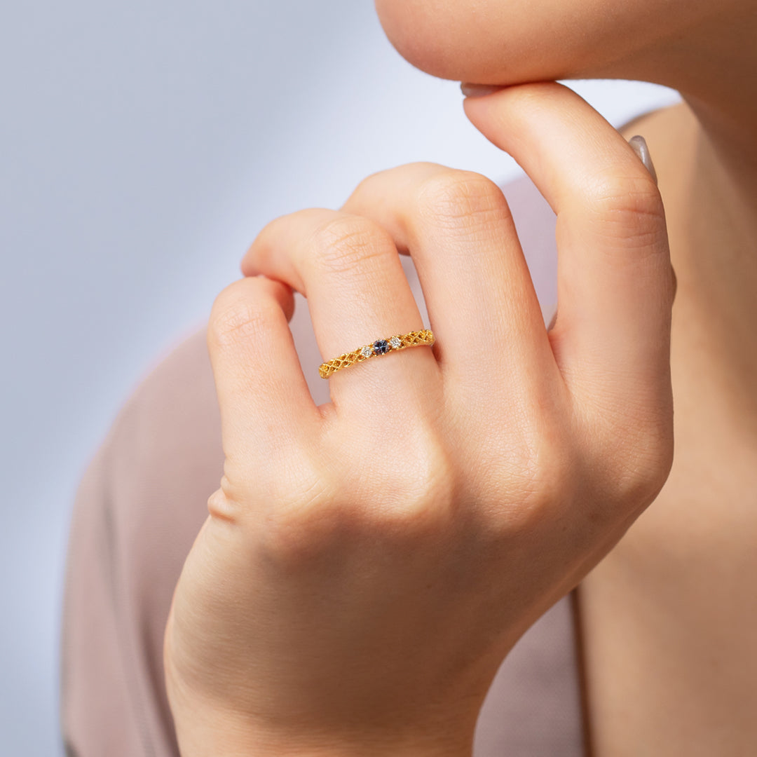 ビズー公式】ベキリーブルーガーネット ダイヤモンド K18(18金) リング