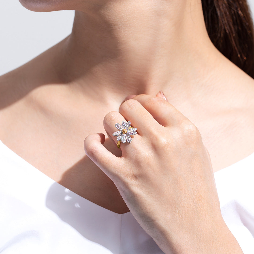 ビズー公式】ダイヤモンド K18 イエローゴールド プラチナ リング