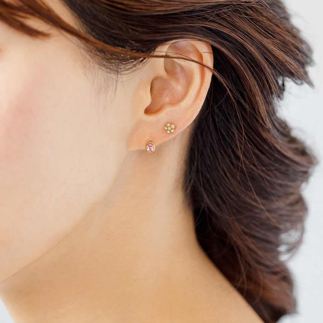 ビズー公式】モルガナイト(ローズピンクカラー) K10/K18/PTピアス(片耳