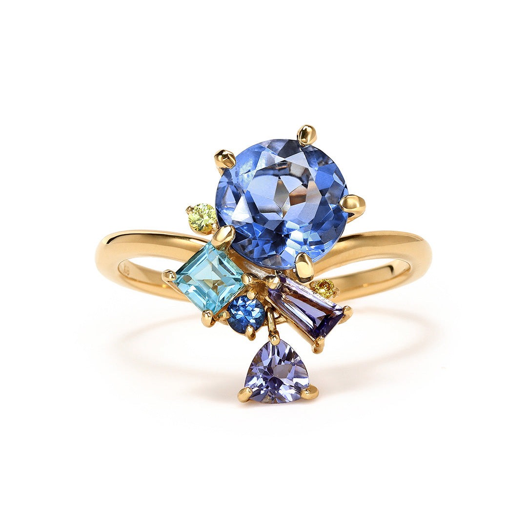 即日発送】カラーチェンジフローライト×マルチカラージュエル K18/PT