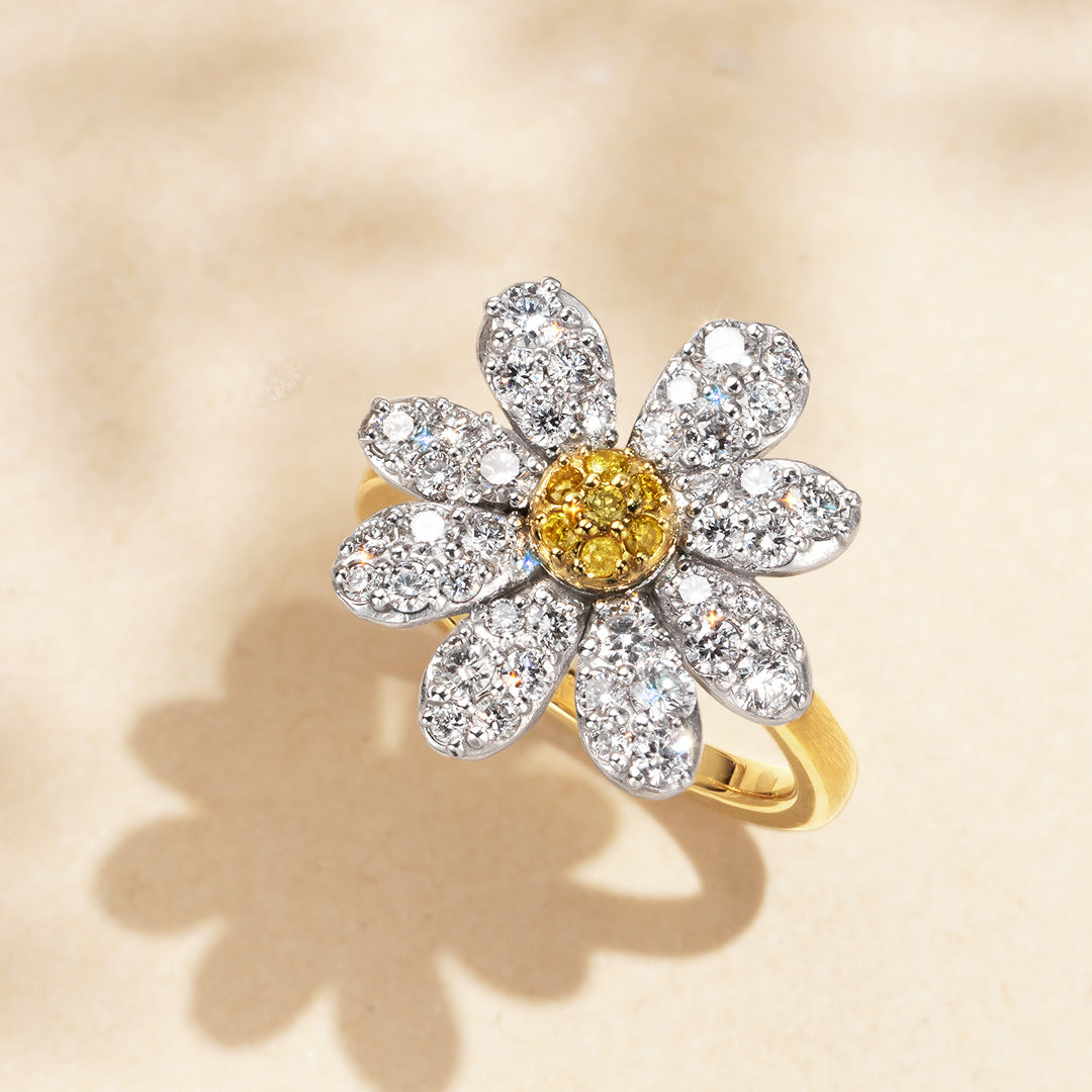 ダイヤモンド K18×PTピンキーリング・フルール