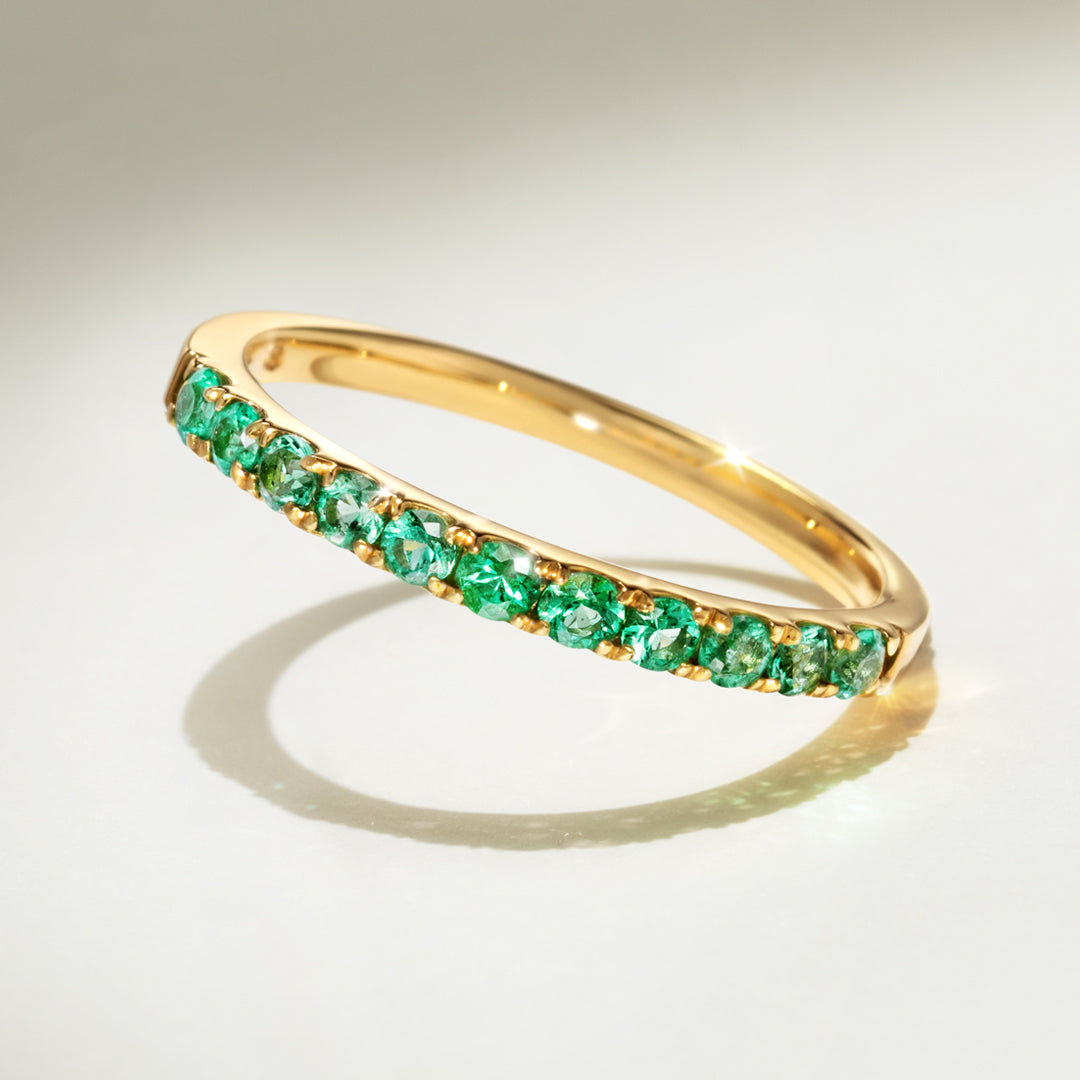 ビズー公式】エメラルド 11石 ハーフ エタニティ K18(18金) リング