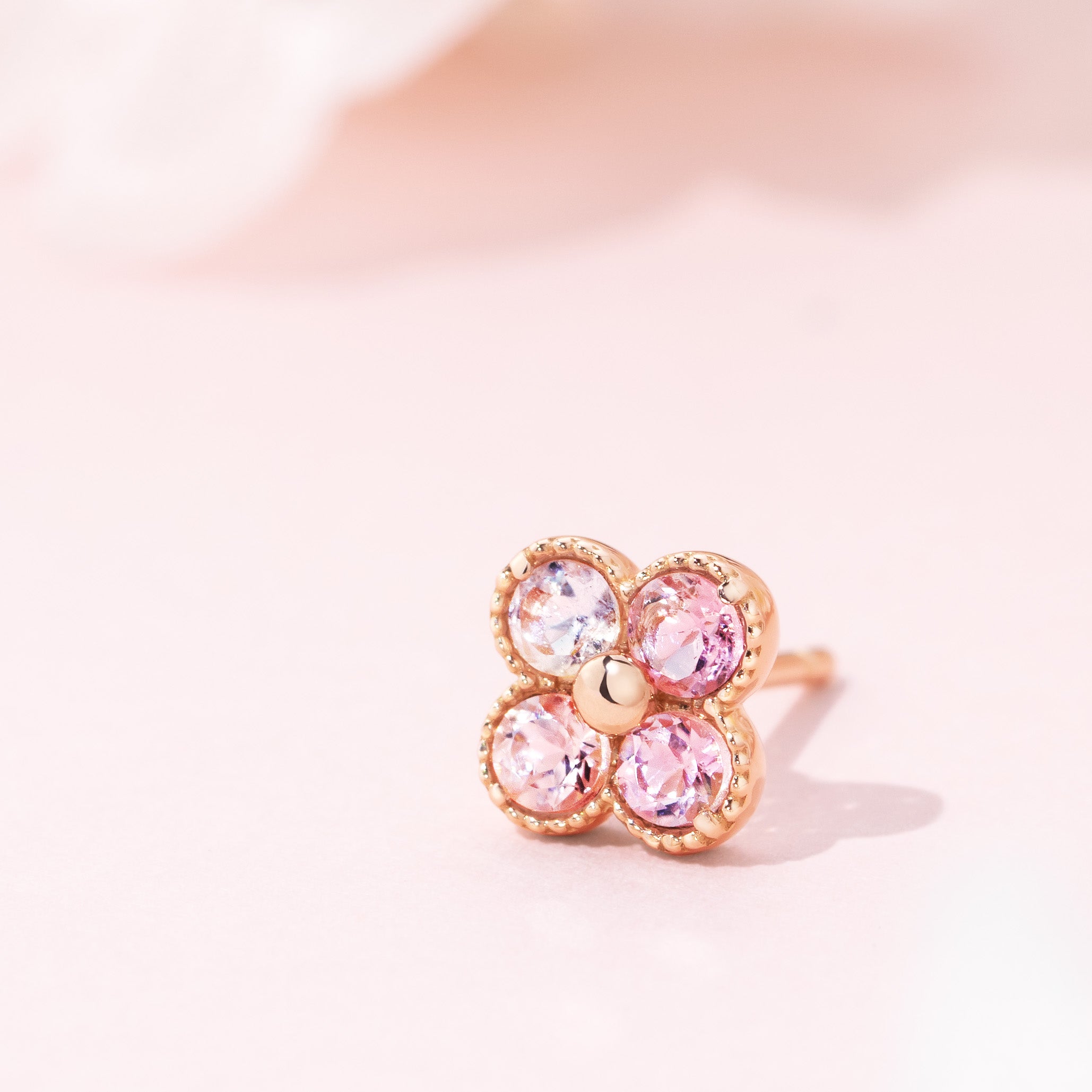 ビズー公式】ピンクトルマリン K18/PTピアス(片耳)・アナイス| 希少石