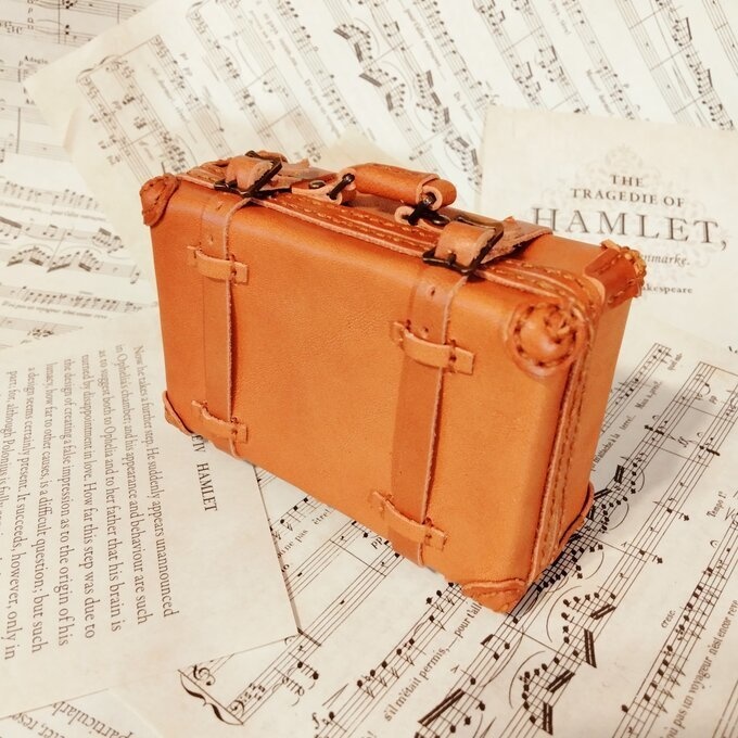 1/6ドールサイズ 本革トランクケース：キャメル - mon_shoemaking