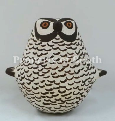Owl effigy, Acoma Pueblo style, Leno, maker, 3 x 3.25 x 3″, Gift