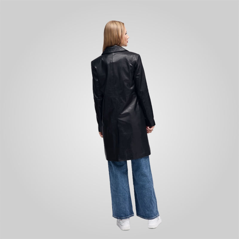 MELINDA - OVERSIZE KNEE LENGTH LEATHER BLAZER – Bod & Christensen