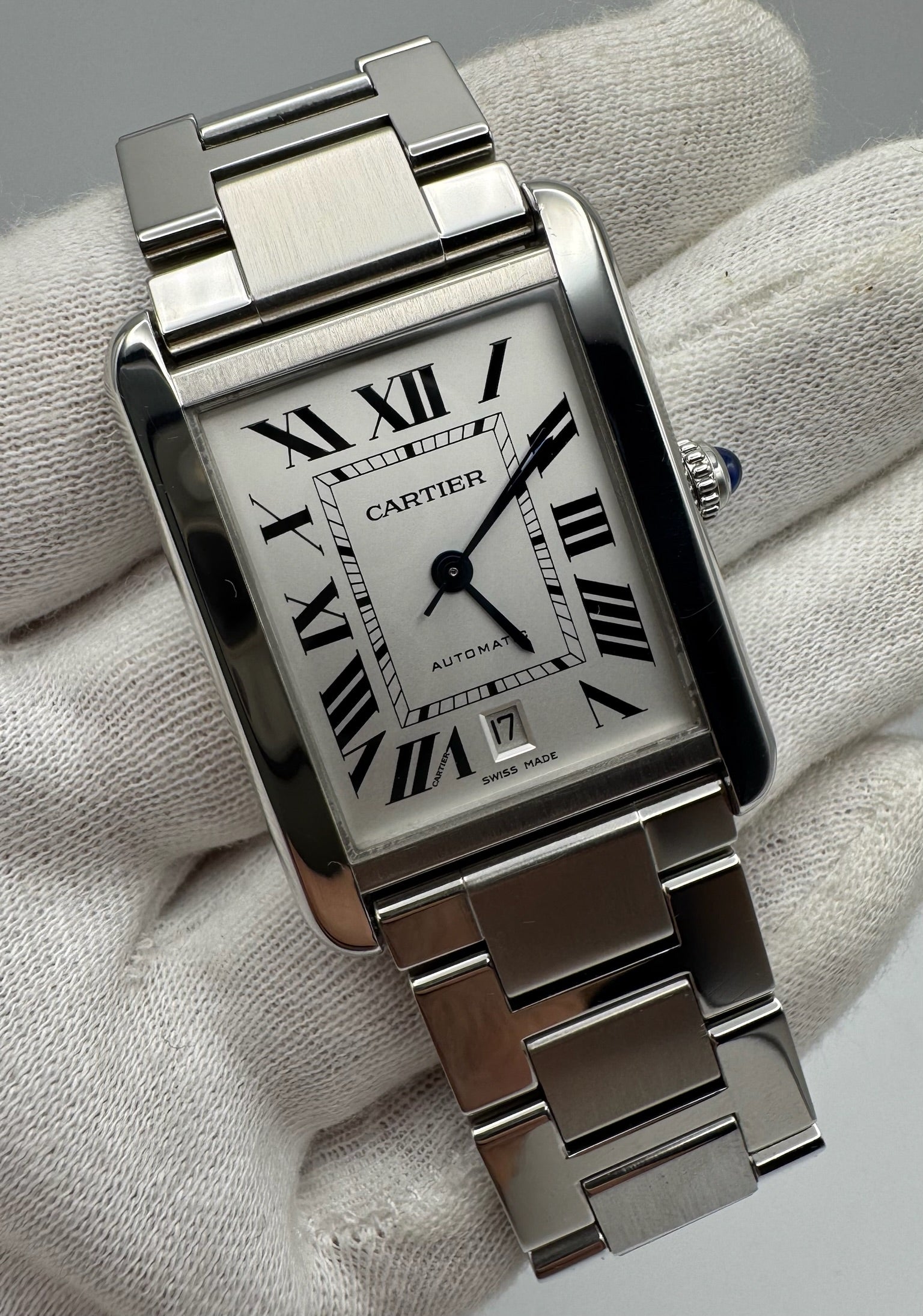 Cartier Tank Solo XL Automatic Full Steel Silver Dial (Mint