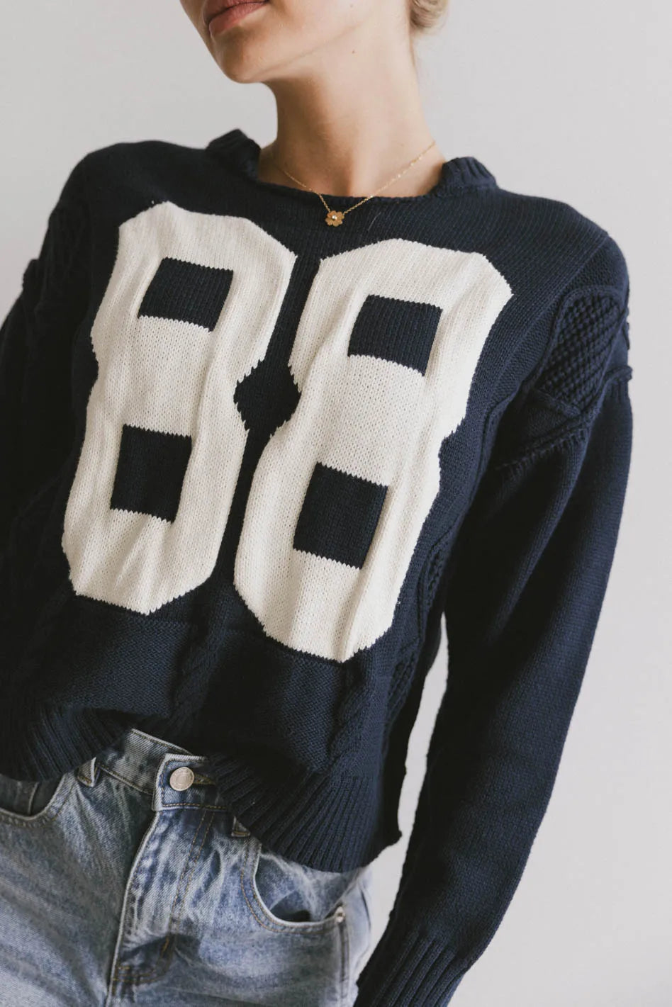 Jersey Cable Knit Sweater - FINAL SALE