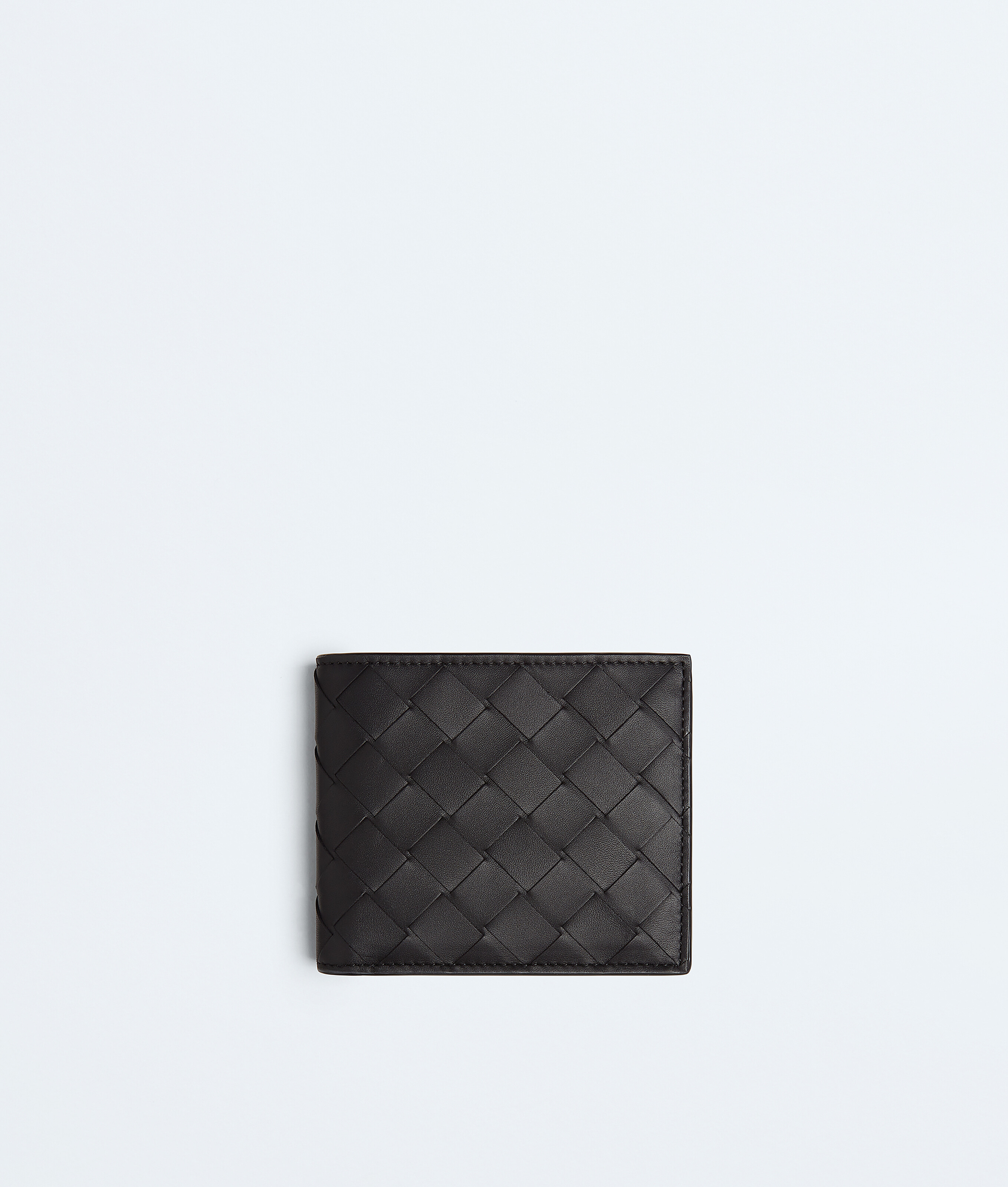 Men's Intrecciato Bi-Fold Wallet With Coin Purse in Black / Grass