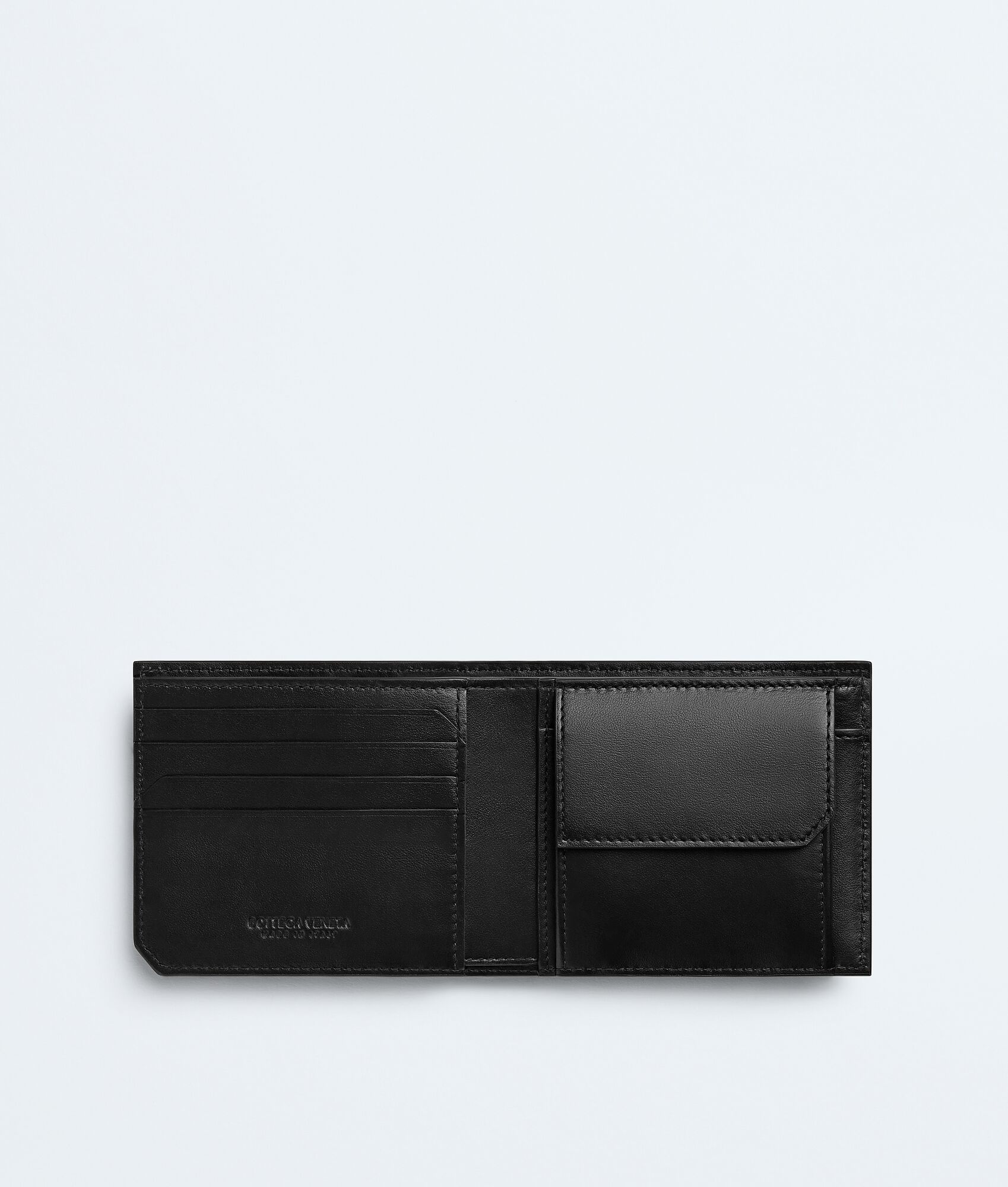 Men's Intrecciato Piccolo Bi-Fold Wallet With Coin Purse in Black