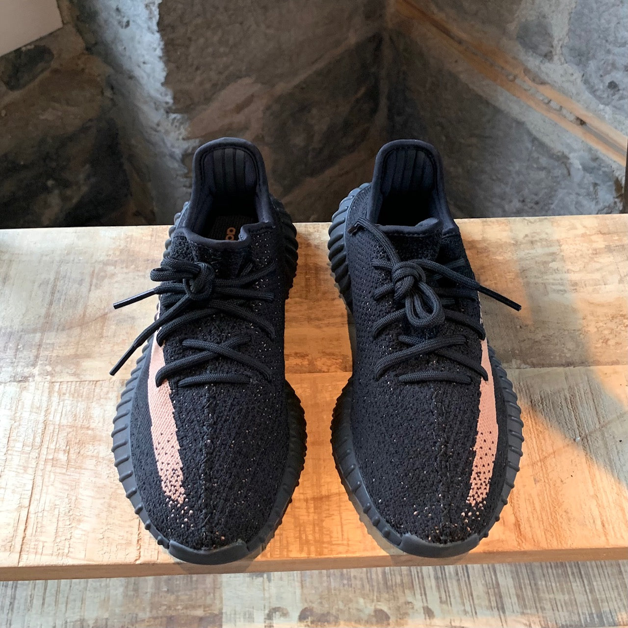 Adidas Yeezy Boost 350 V2 Core Black Copper Stripe Sneakers