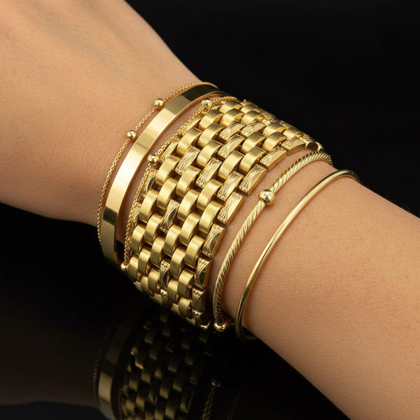 Retro 18K Gold Wide Panther Tank Link Bracelet, 74.8 Grams – Boylerpf