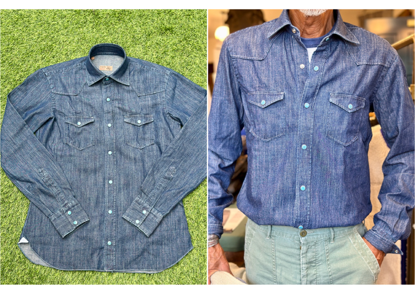 Shirts :: BARBA Bespoke DANDY LIFE DENIM Western Shirt