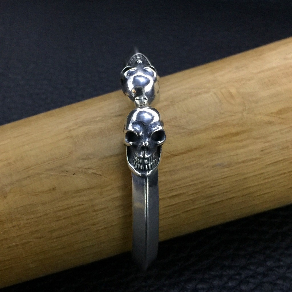 スカル トライアングル ワイヤー バングル ハーフ サイズ