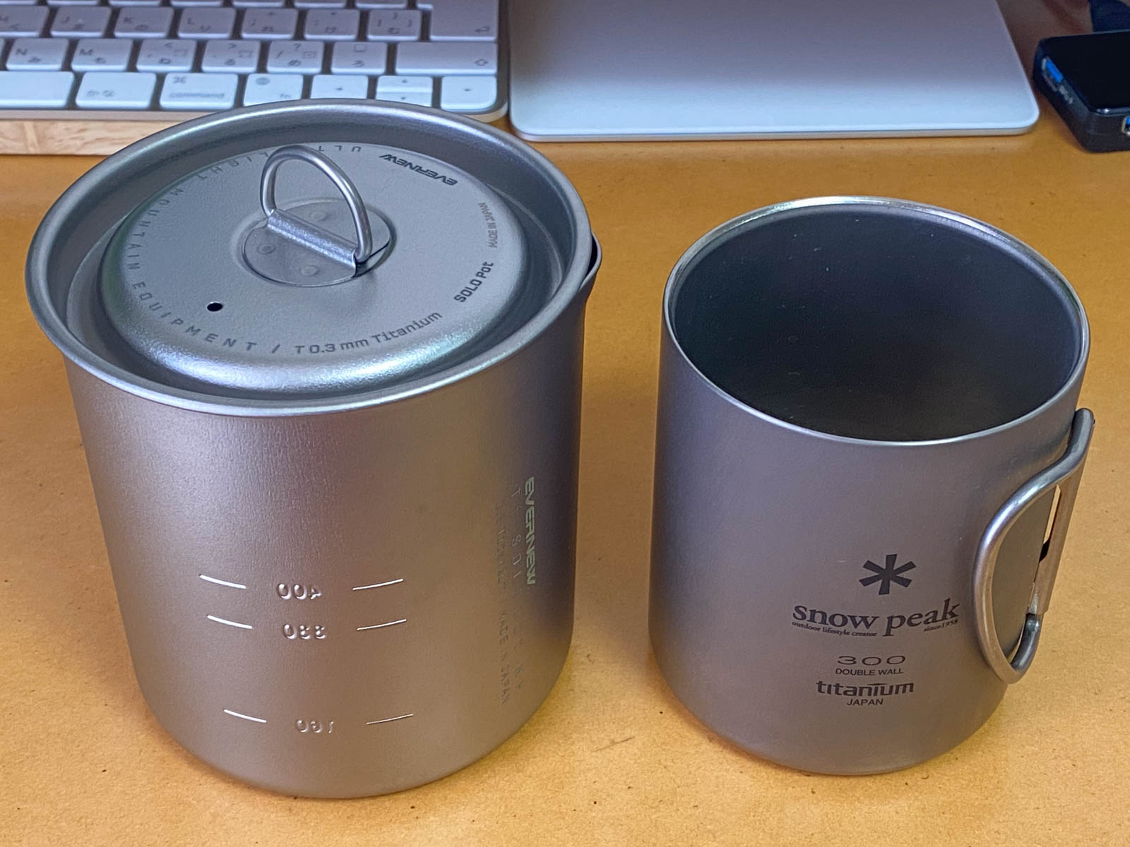 スノーピーク チタンダブルマグ 300をスタッキングしたくてEvernew Ti
