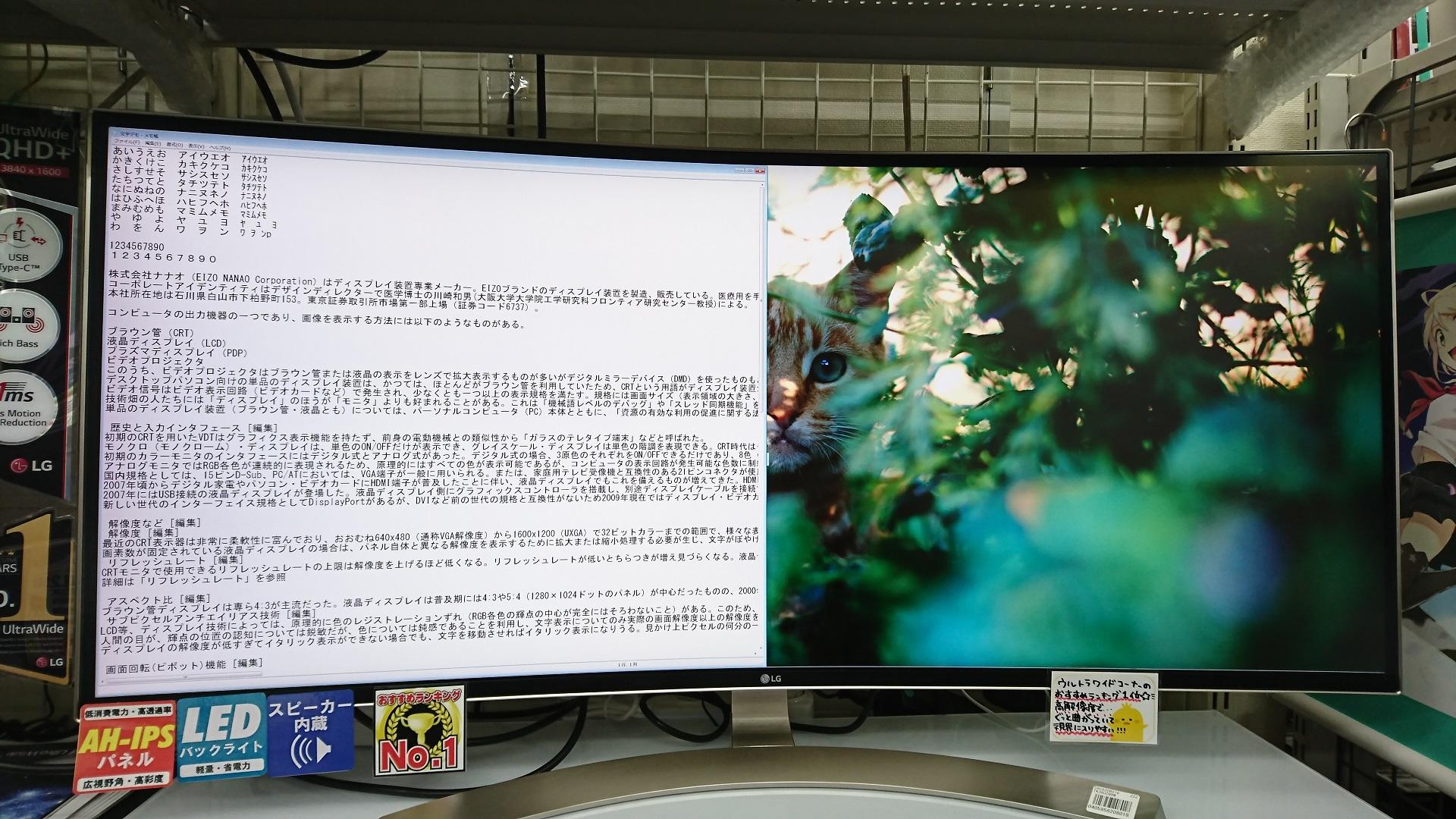 38UC99-W】大迫力！37.5インチ(3840x1600)湾曲型 ウルトラワイド