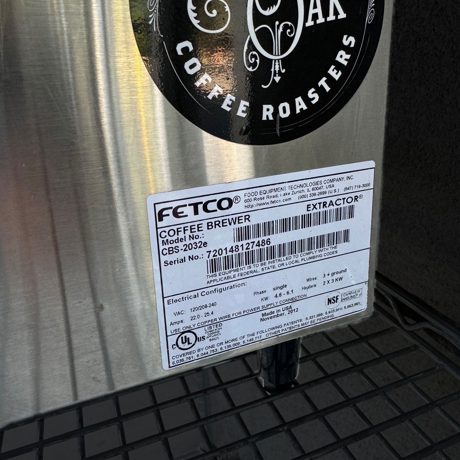 Fetco - Extractor CBS 2032e - Used – Black Oak Coffee Roasters
