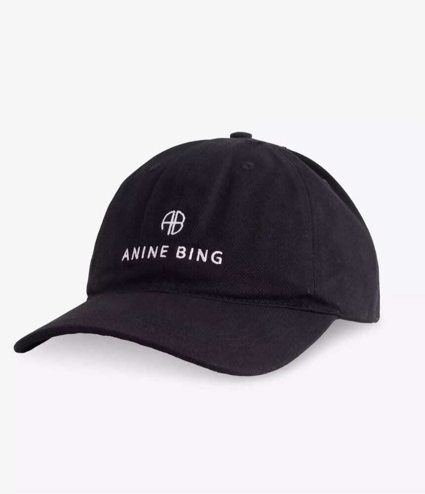 Anine Bing Jeremy Baseball Cap in Black - Black White Denim