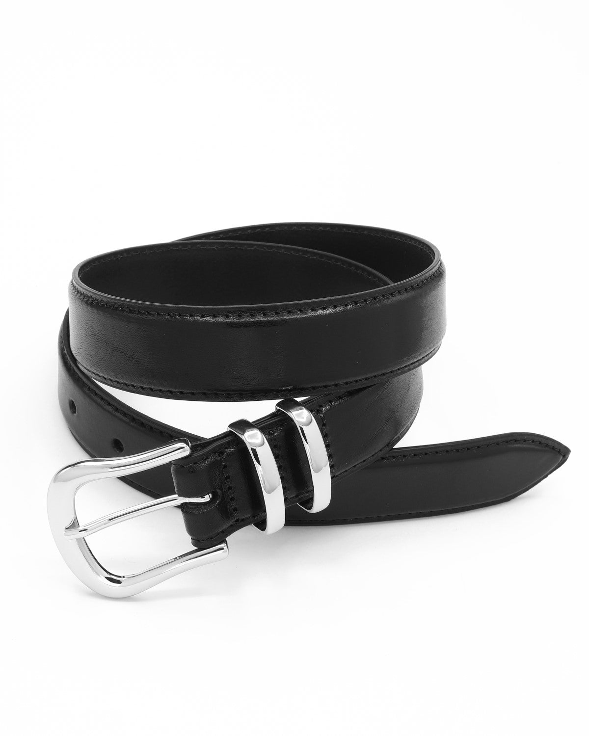 Marina II slim silver buckle waist belt | Black & Brown London