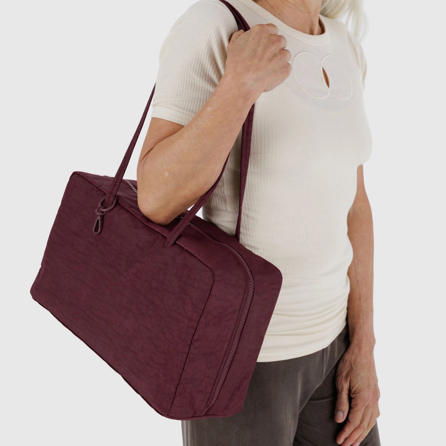 Baggu Medium Nylon Bowler Bag - Mahogany, 35cm Straps – Blink Box