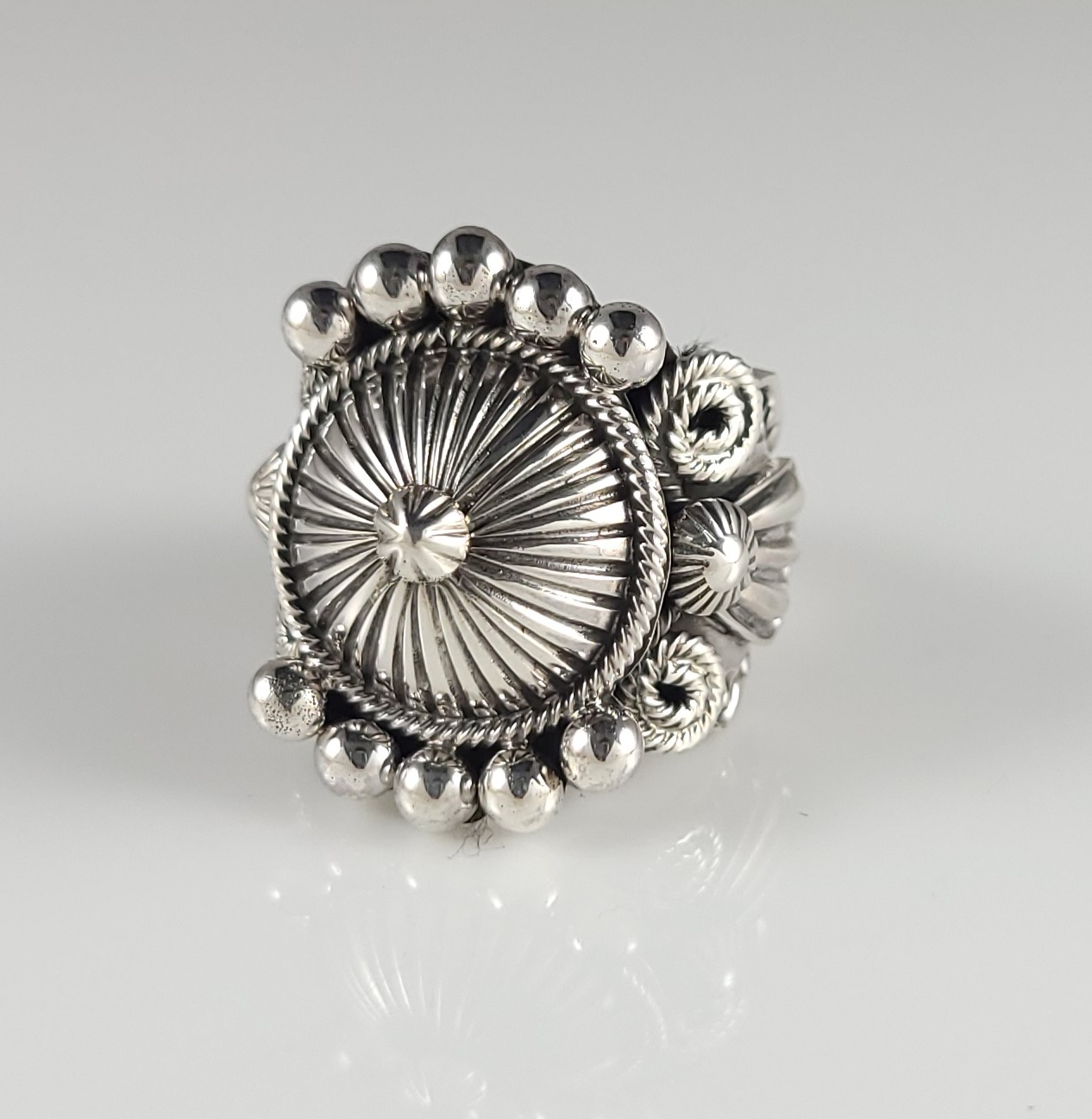 Andy Cadman Navajo Ring Sterling Silver Handmade Sunburst Design