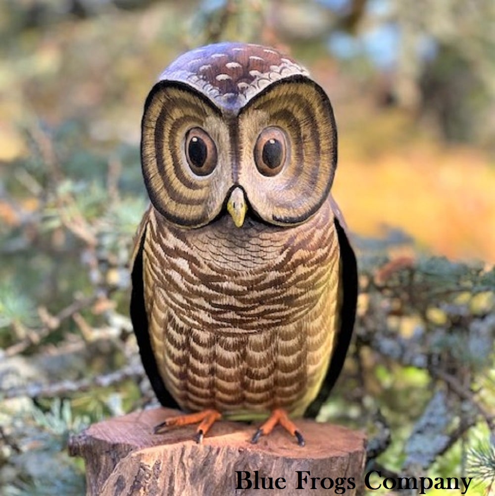 B-108 Spotted Owl - Celtic, Viking and Lamp Woodcraft Carvings