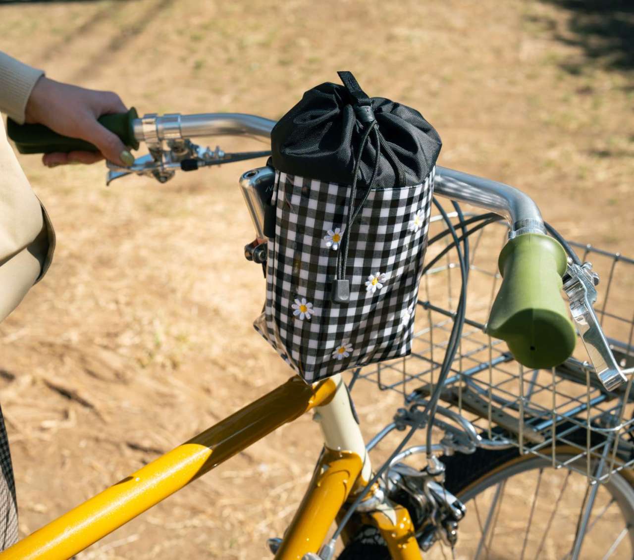 TEMBEA×FRIDAY* flower embroidery stem bag (natural) - BLUE LUG