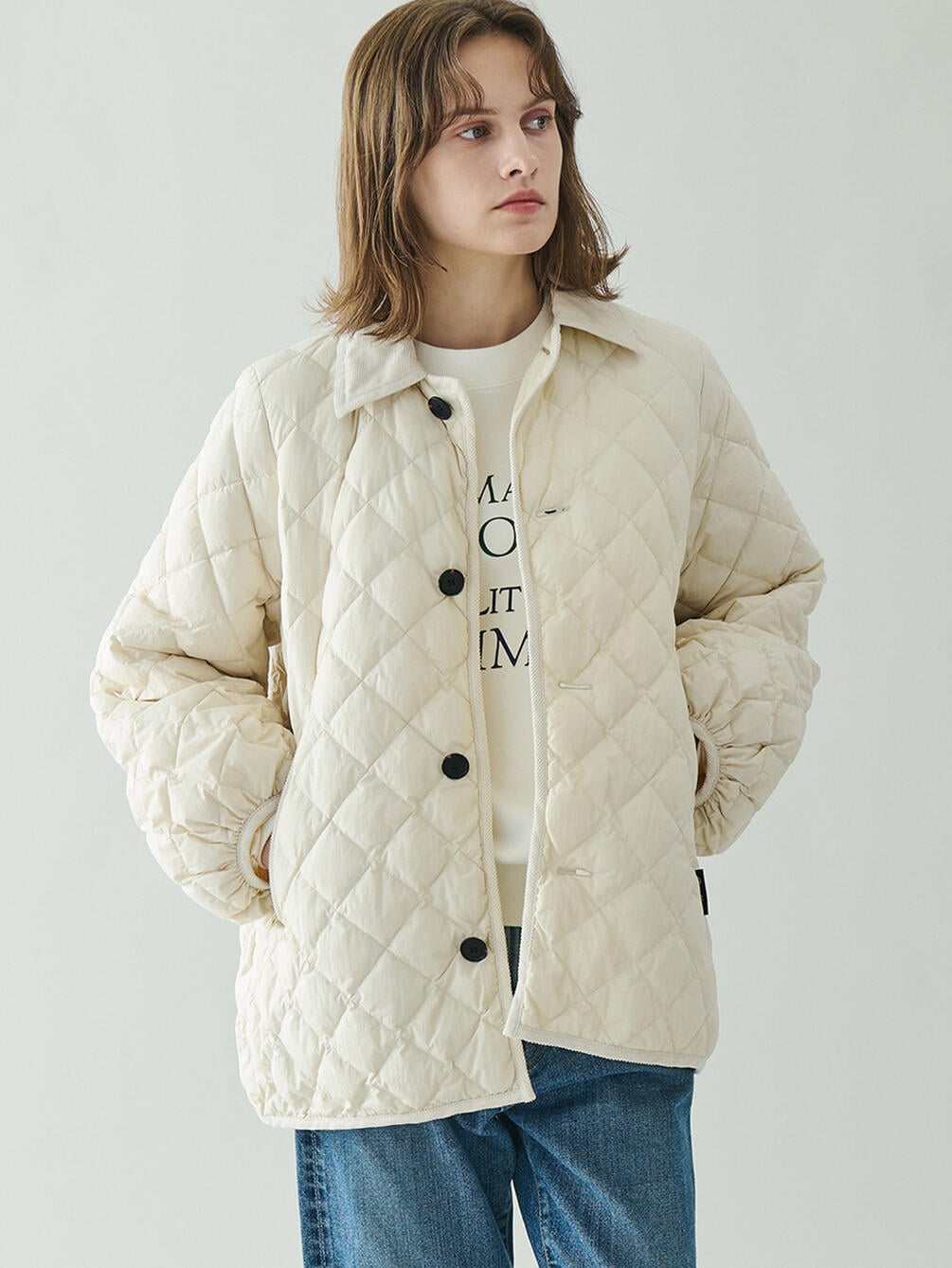 Gymphlex | キルトダウンパフスリーブミドルコート SOLID WOMEN