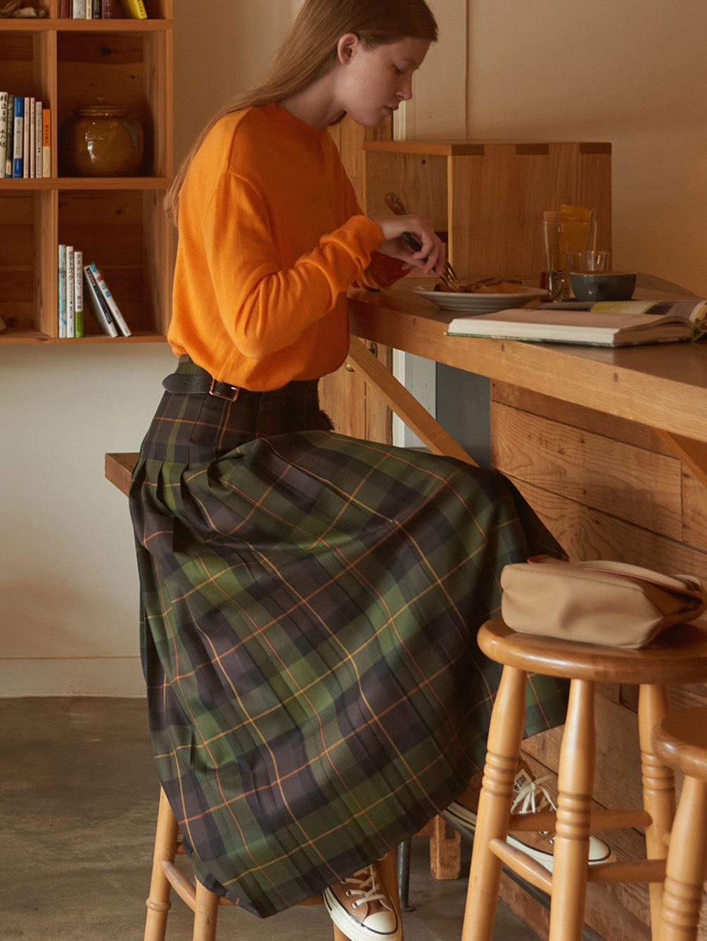 O'NEIL OF DUBLIN | ウーステッドウール ロングキルトスカート WOMEN