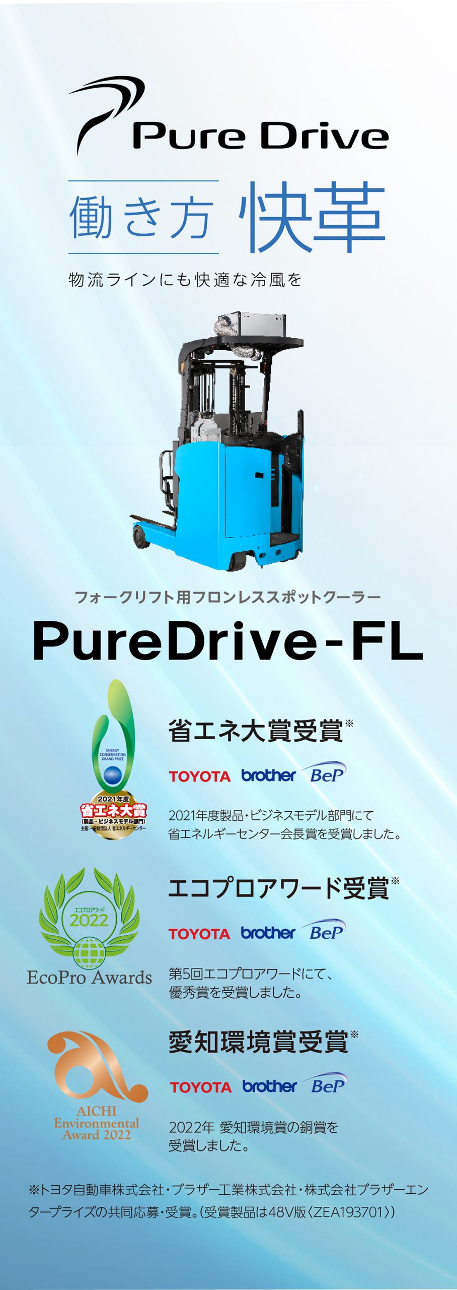 フォークリフト用フロンレススポットクーラーPureDrive-FL