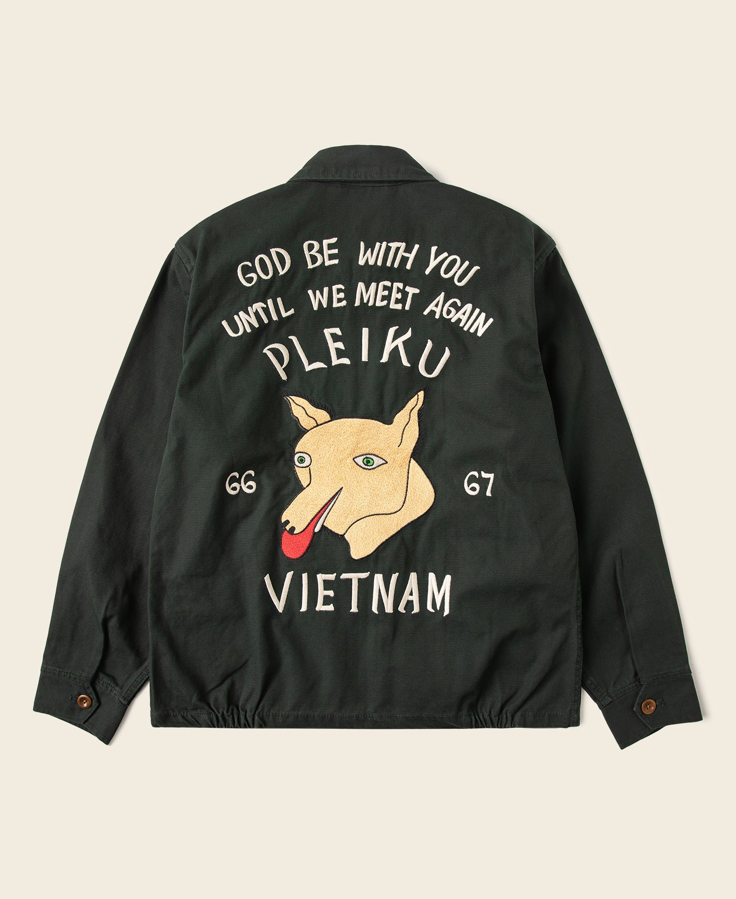 1960s Fox Embroidery Vietnam Souvenir Jacket - Black | Bronson