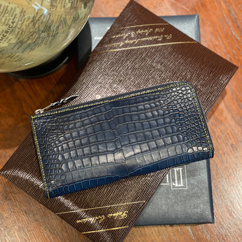 藍染めクロコダイル] Lジップロングウォレット【受注生産】 – BROOKLYN