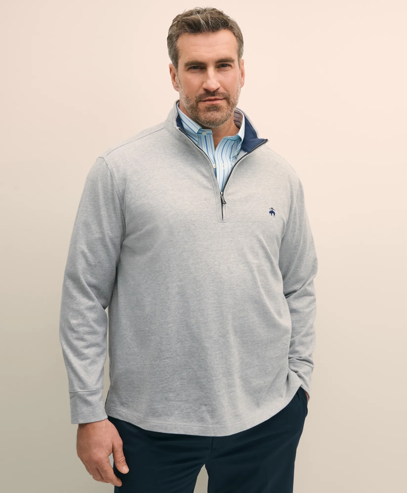 Men's Cotton Sueded Jersey Half-Zip Shirt | Brooks Brothers