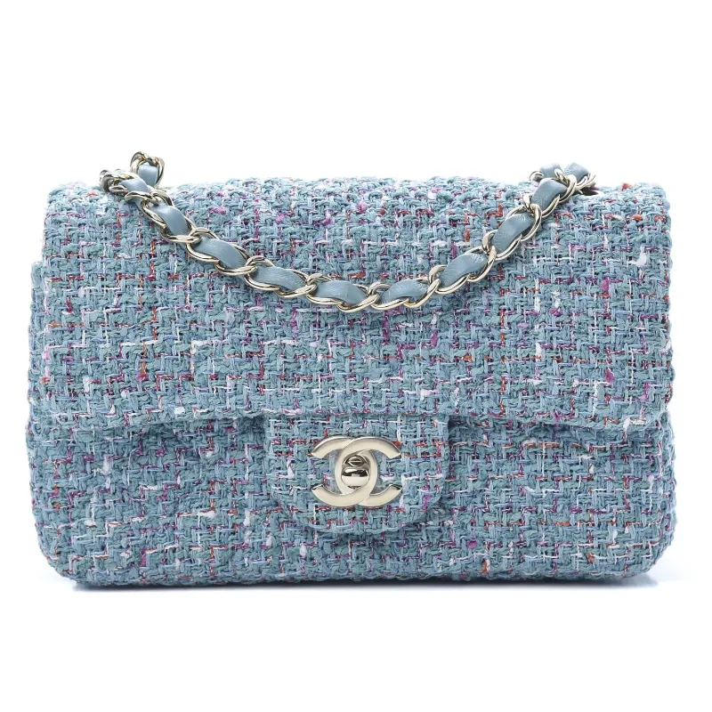 チェーンショルダーバッグ ツイード ブルー ココマーク｜ブランド買取