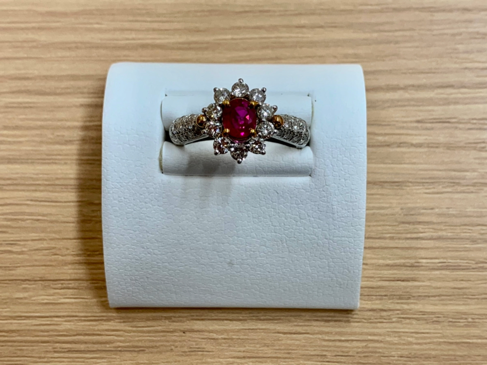 枚方市でPT900K18ルビーダイヤリングをお買取しました！