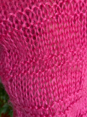 1980s Hot Pink Fuschia Mohair Wool Knit Sweater Pullover Balloon