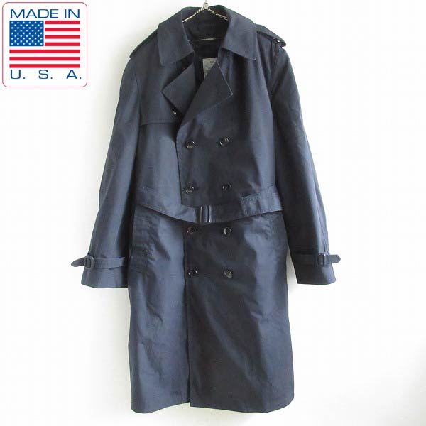 新品同様 USA製 実物 米軍 DSCP トレンチコート 紺系 40R オール