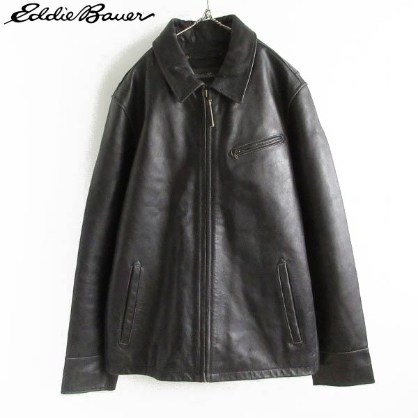 Eddie Bauer エディーバウアー レザージャケット 黒 TXL ショート