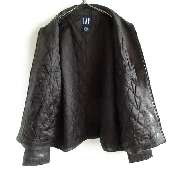 90s GAP オールドギャップ 厚手 レザー ジャケット 黒 S ショート