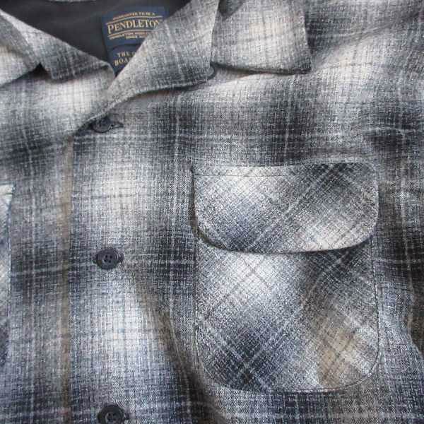 美品 ペンドルトン オンブレ チェック ウール 長袖 ボードシャツ 黒