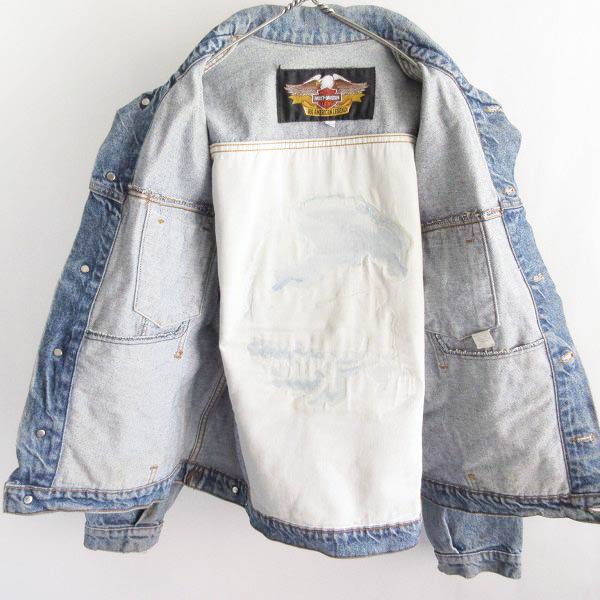 90s USA製 ハーレーダビッドソン 背面 型押しイーグル デニム